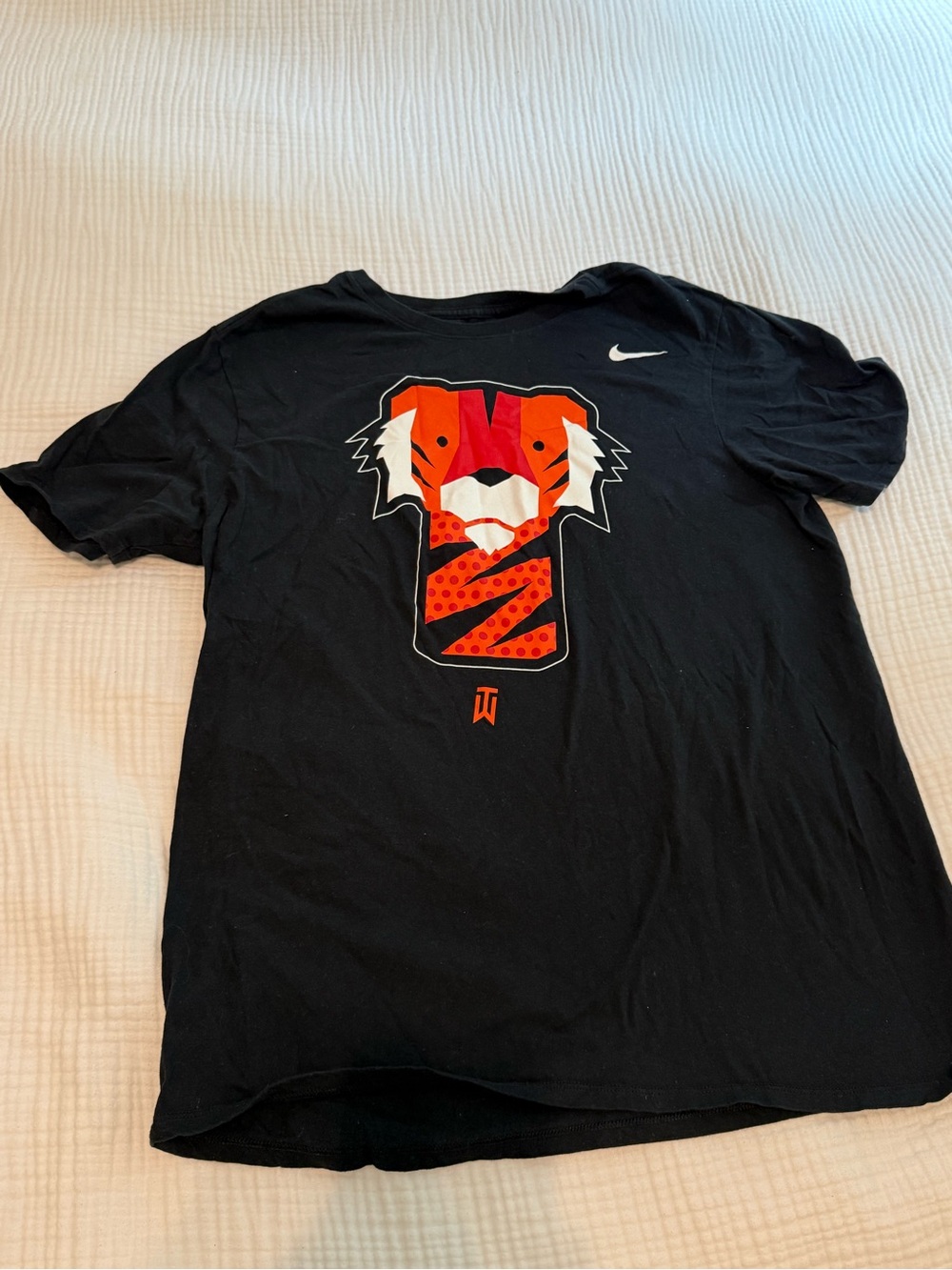 Nike Men’s Black T-Shirt with Red & Orange Tiger Graphic